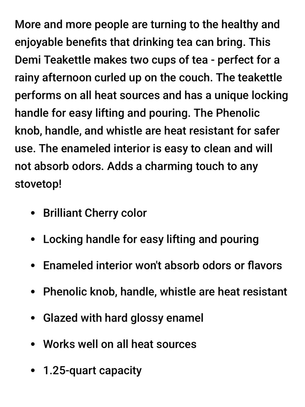 Le Creuset Demi Tea Kettle in the color Cerise (Cherry Red). ® - Picture 12 of 13